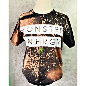 Bleach dyed Monster energy drink graphic shirt